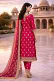 Rani Pink Crush Fabric Embroidered Suit Set
