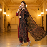 Premium Embroidered Cotton Kurti Set with Dupatta ❤️🖤