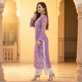 Lavender Chikankari Cotton Kurta Set ๐