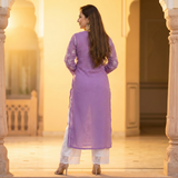 Lavender Chikankari Cotton Kurta Set ๐