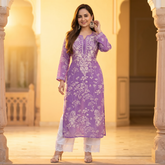 Lavender Chikankari Cotton Kurta Set π