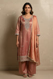 Peach Crush Fabric Embroidered Suit Set
