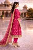 Rani Pink Crush Fabric Embroidered Suit Set
