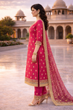 Rani Pink Crush Fabric Embroidered Suit Set
