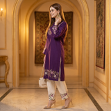 Elegant Purple Embroidered Cotton Co-ord Set 💜
