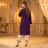 Elegant Purple Embroidered Cotton Co-ord Set 💜