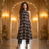 halter nack Aline kurta with both side pocket & palazzo